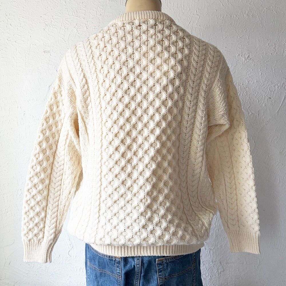 Blarney Woollen Mills Sweater Men's L Aran Wool Cable Knit Fisherman Ireland - Picture 3 of 8
